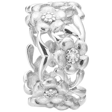 Blossom - Diamant & Blomster Ring - 14 Karat Hvidguld