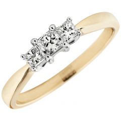 Aveny - Prinsesse Diamant Ring - 14 Karat Hvidguld/Guld