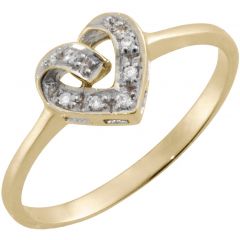 Aveny - Hjerte Diamant Ring - 14 Karat Guld
