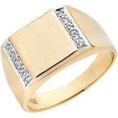 Aveny - Firkantet Diamant Ring - 14 Karat Guld