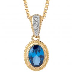 Aveny - Blue Spinel & Diamant Vedhæng - 14 Karat Guld
