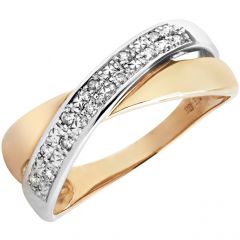 Aveny - Kryds Diamant Ring - 14 Karat Guld/Hvidguld