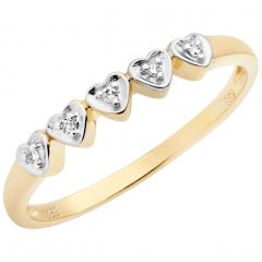 Aveny - 5 Hjerte Diamant Ring - 8 Karat Guld