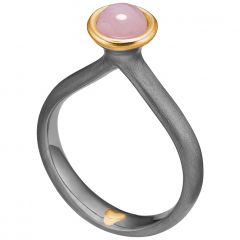 Blossom - Pink Agat Ring - Forgyldt/Sort Sølv