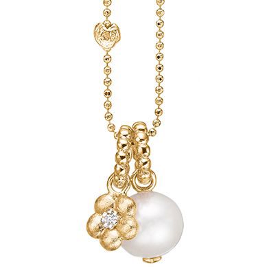 Blossom - Perle & Diamant Halskæde - 14 Karat Guld