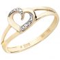 Aveny - Hjerte & Diamant Ring - 8 Karat Guld