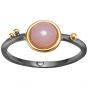 Blossom - Pink Opal Ring - Forgyldt/Sort Sølv