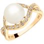 Aveny - Diamant & Perle Ring - 14 Karat Guld