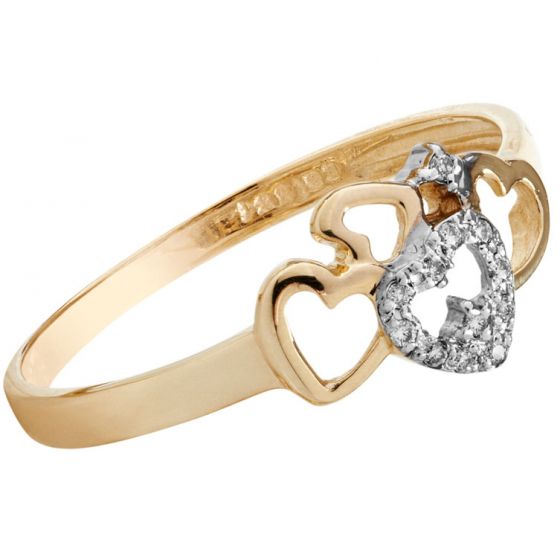 Aveny - Hjerte Diamant Ring - 8 Karat Guld