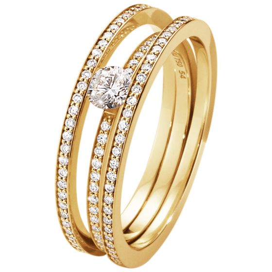 Georg Jensen - Halo Solitaire Diamant Ring - 18 Karat Guld