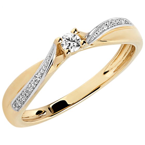 Aveny - Diamant Solitair Ring - 14 Karat Guld