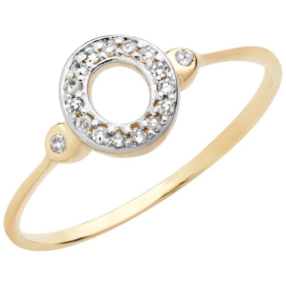 Aveny - Cirkel Diamant Ring - 8 Karat Guld
