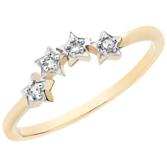 Aveny - Stjerne Diamant Ring - 8 Karat Guld