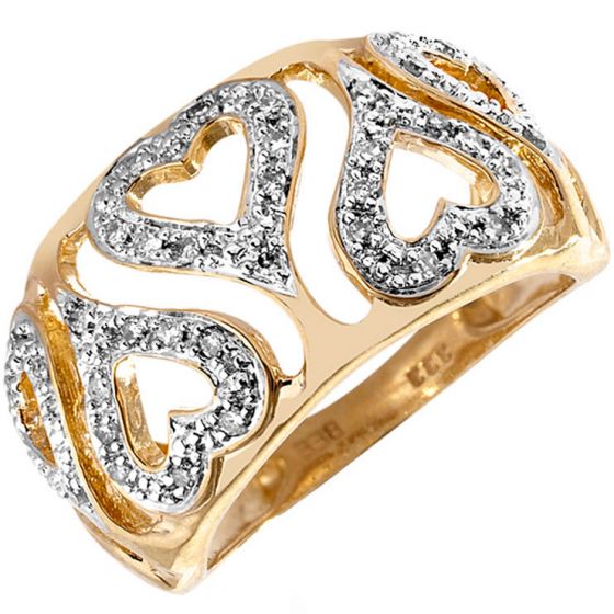 Aveny - Hjerte Diamant Ring - 8 Karat Guld