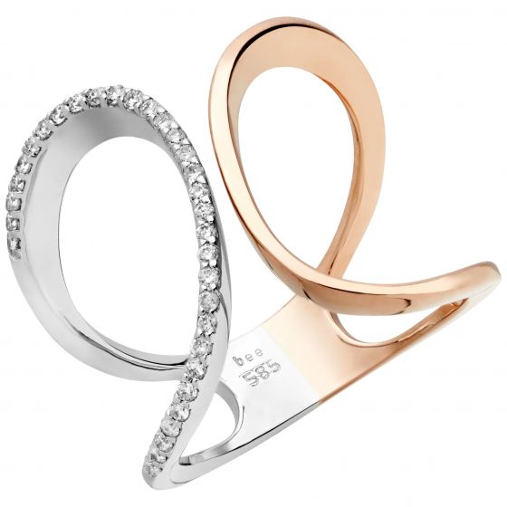 Aveny - Buet Diamant Ring - 14 Karat Guld/Hvidguld