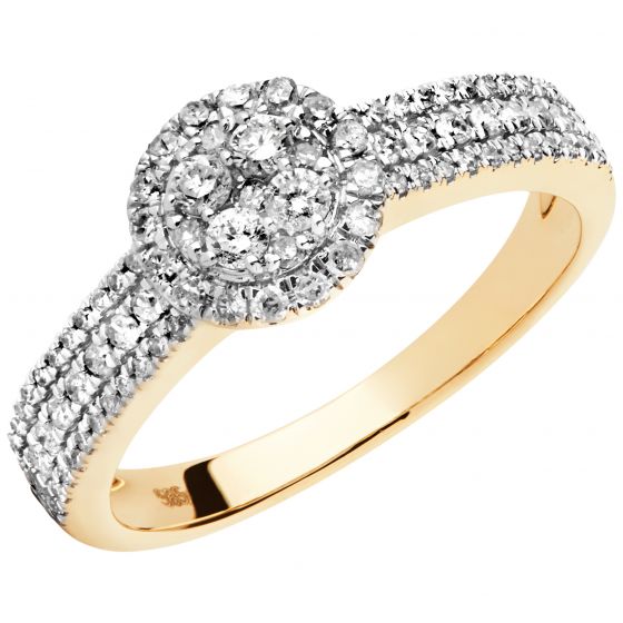 Aveny - Diamant Roset Ring - 14 Karat Guld