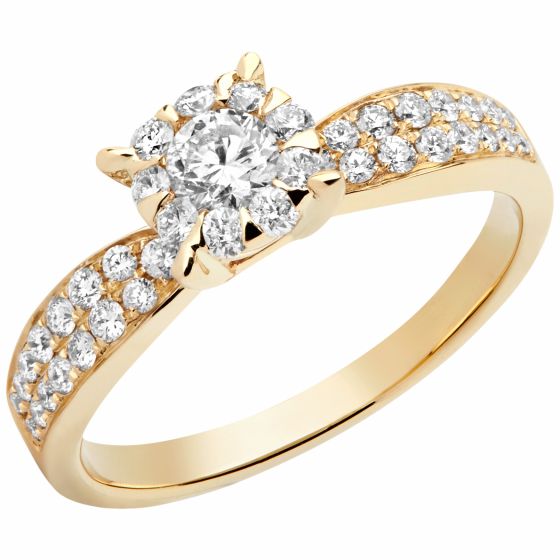 Aveny - Diamant Roset Ring - 14 Karat Guld