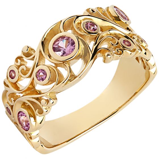 Aveny - Pink Safir Ring - 14 Karat Guld