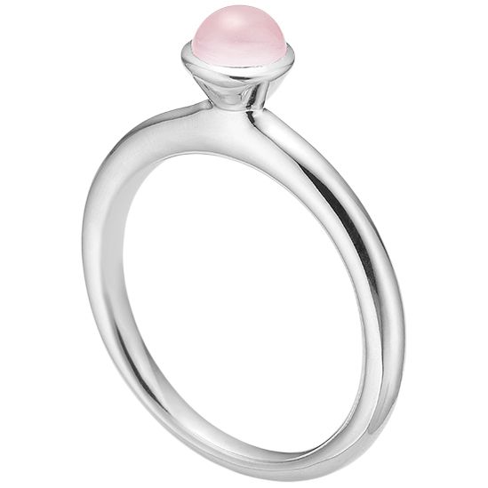 Blossom - Pink Agat & Hjerte Ring - 14 Karat Hvidguld